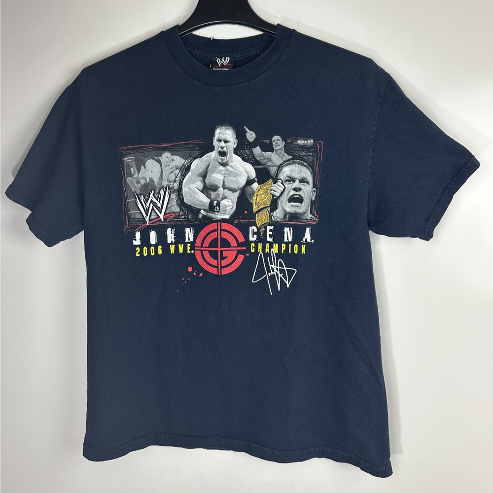 WWE 2007 John Cena Championship Graphic Black T-Shirt Hybrid Junior Size Large - Picture 2 of 11